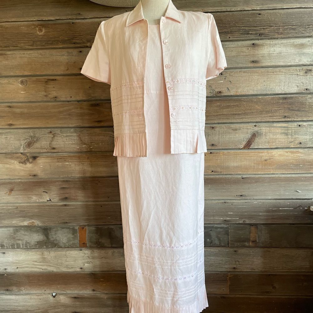 Vintage Jessica Howard Matching Button Down Shirt & Maxi Dress Size 10Petite EUC